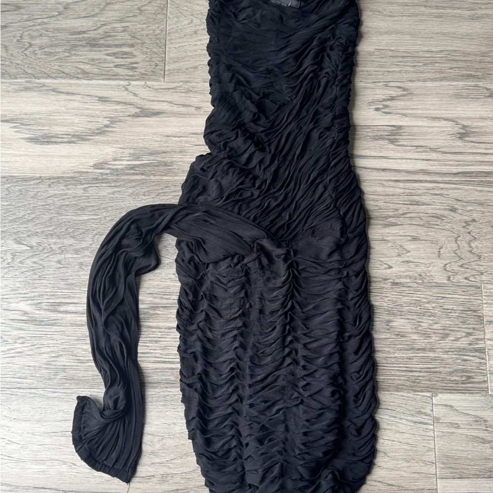 Isabel Marant Size 2 Silk Black Ruched Dress